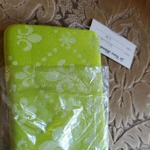 Lime Green Floral Patterned Clutch